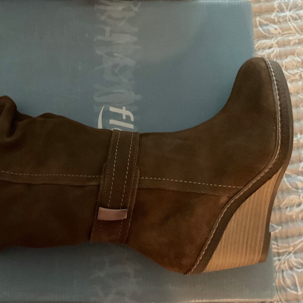 Brown suede boots